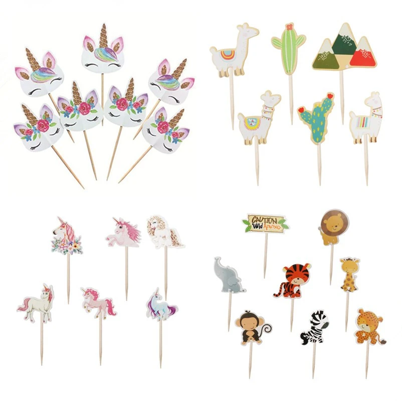 Unicorn cake toppers Unicorn party birthday party baby shower wedding cupcake flag home party cake decoration supplies