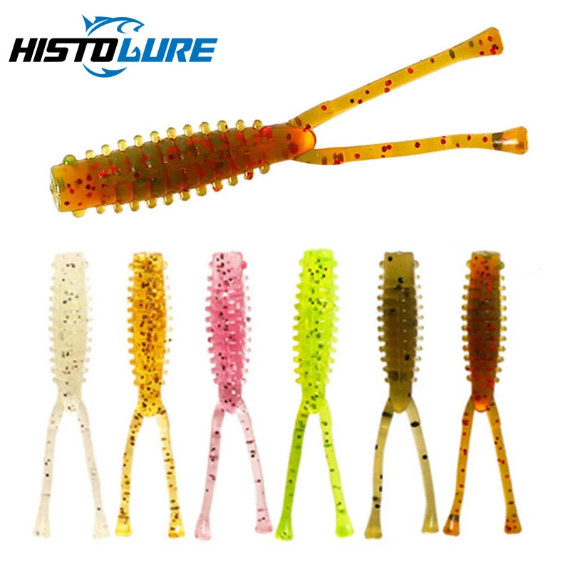 HISTOLURE  Ajing Soft Fishing Lure 20pcs 0.4g 3.2cm Silicone Bass Straight Twin Tail Rockfish Swimbait Jigging Baits Worm