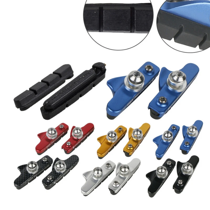 One Pair Mountain Road Bike Brake pads MTB Bicycle Braking V-Brake Holder Shoes Rubber Blocks Durable Cycling Accessories New