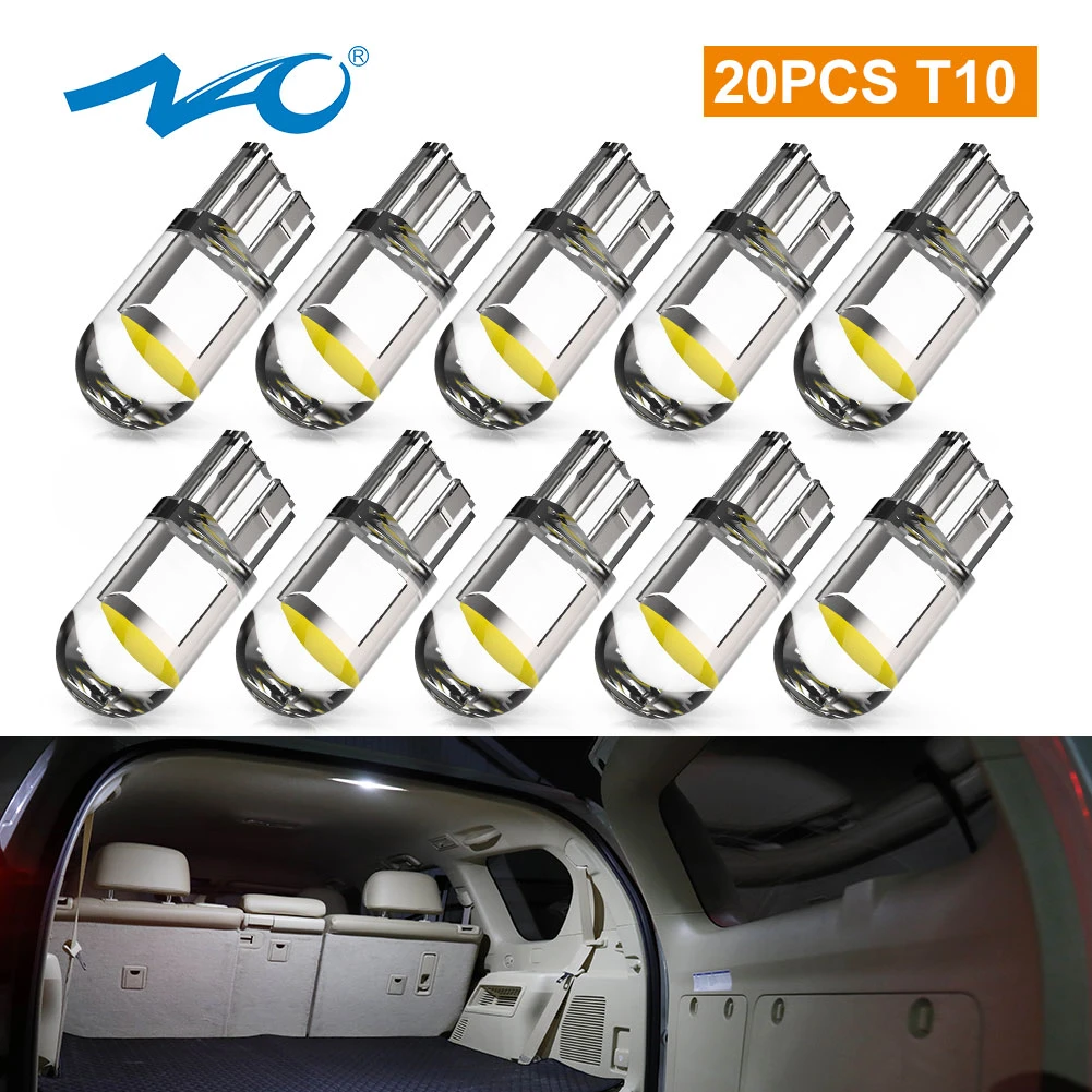 NAO W5W T10 LED Lamp For E39 E87 E90 E60 E36 G30 Car Interior Light 6500K 12V 5W5 License Plate Reading Dome Bulb Accessories