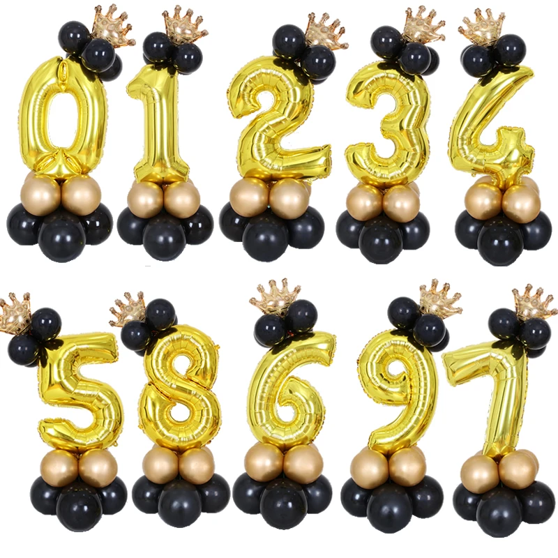 32 Inch Gold Number Balloons 1 2 3 4 5 8 Number Digit Helium Foil Ballon Baby Shower Birthday Party Wedding Decor Balls Supplies