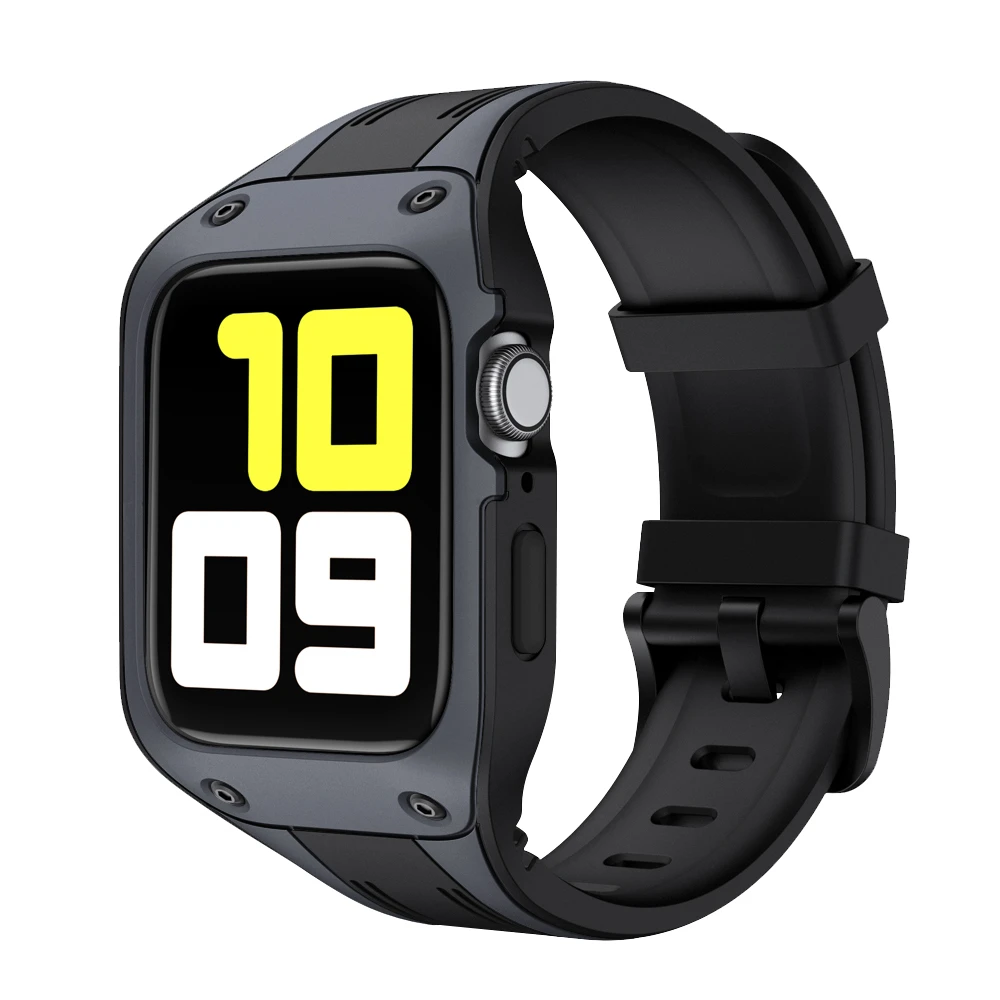 Sport Silicone With Protective Cover Case Band For Apple Watch 42mm 44mm Strap iWatch Series 3 4 5 6 SE Wristband Anti-collision