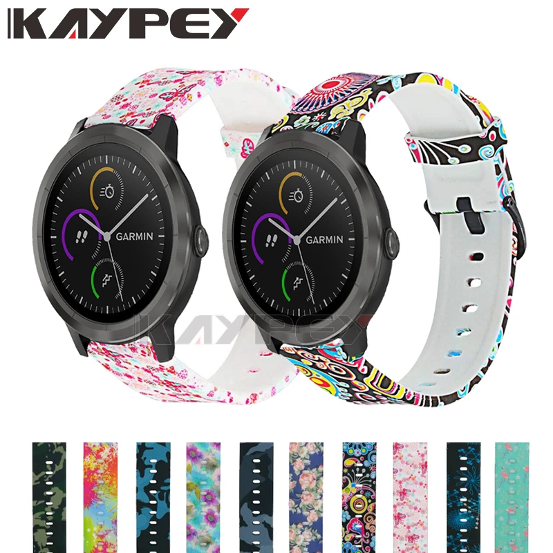 Camouflage Flower Soft Silicone Strap for Garmin vivoactive 3 vivomove3 HR Smart Wristband for Garmin Forerunner 645 Music band