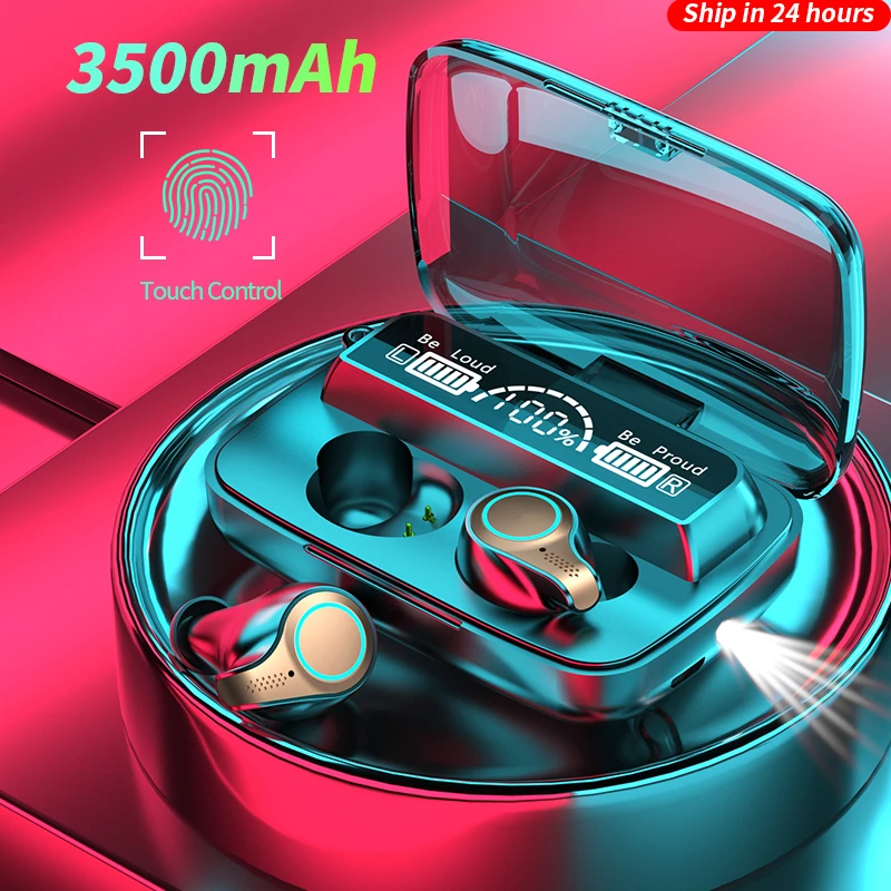 3500mAh MLHJ Wireless Headphones Bluetooth Earphones LED Display Sports Waterproof Earbuds HiFi Stereo Headset With Microphones