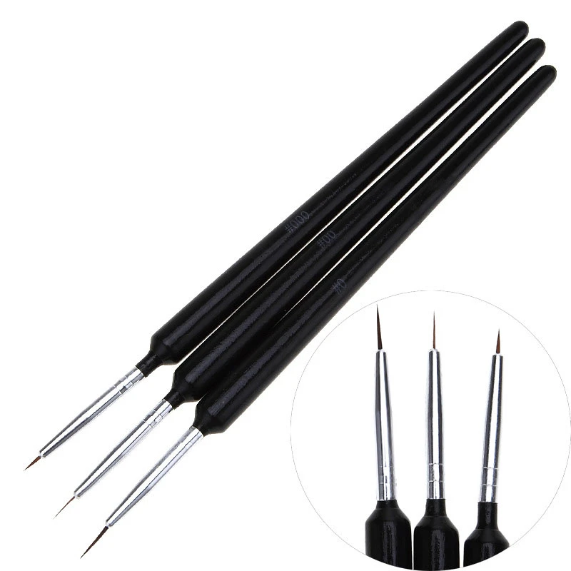 3PCS/Set Acrylic Nail Art Brush Thin Nail Liner Pen French Lines Stripes Flower Grid Drawing Dotting Brushes Manicure Tools