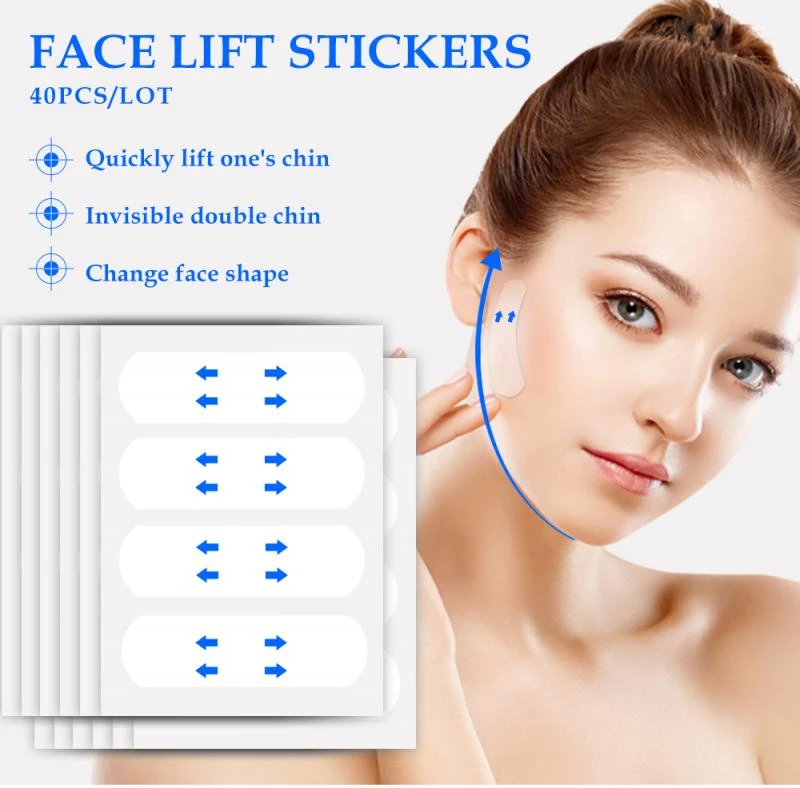 40Pcs Invisible Thin Face Stickers Fast Face Contours Lift Up Facial Line Wrinkle Sagging Skin V-Shape Chin Lift Adhesive Tape