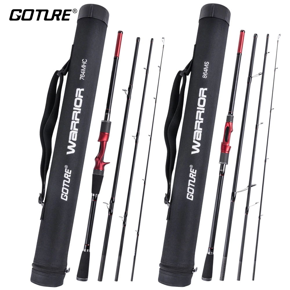 Goture 4 Section Portable Travel Fishing Rod 2.7M 2.4M 2.28M 2.13M Carbon Fiber Spinning Casting Rods with Tube For Lure Fishing