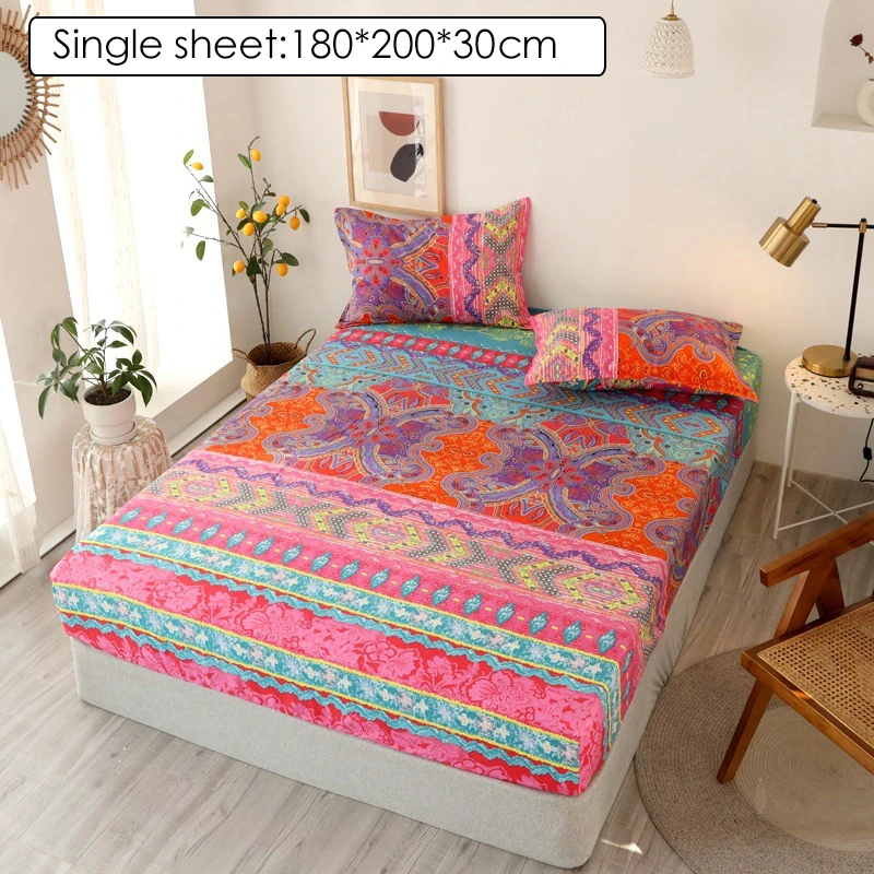 Newest 3 Size Fitted Bed Sheet Red Heart Printed White Color drap housse 180x200cm Sheet on Elastic Hot(Pillowcase not included)