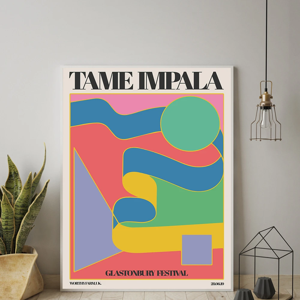 Tame Impala At Glastonbury Gig Poster Vintage Colorful Canvas Painting Retro Wall Pictures for Living Room Home Decor No Frame