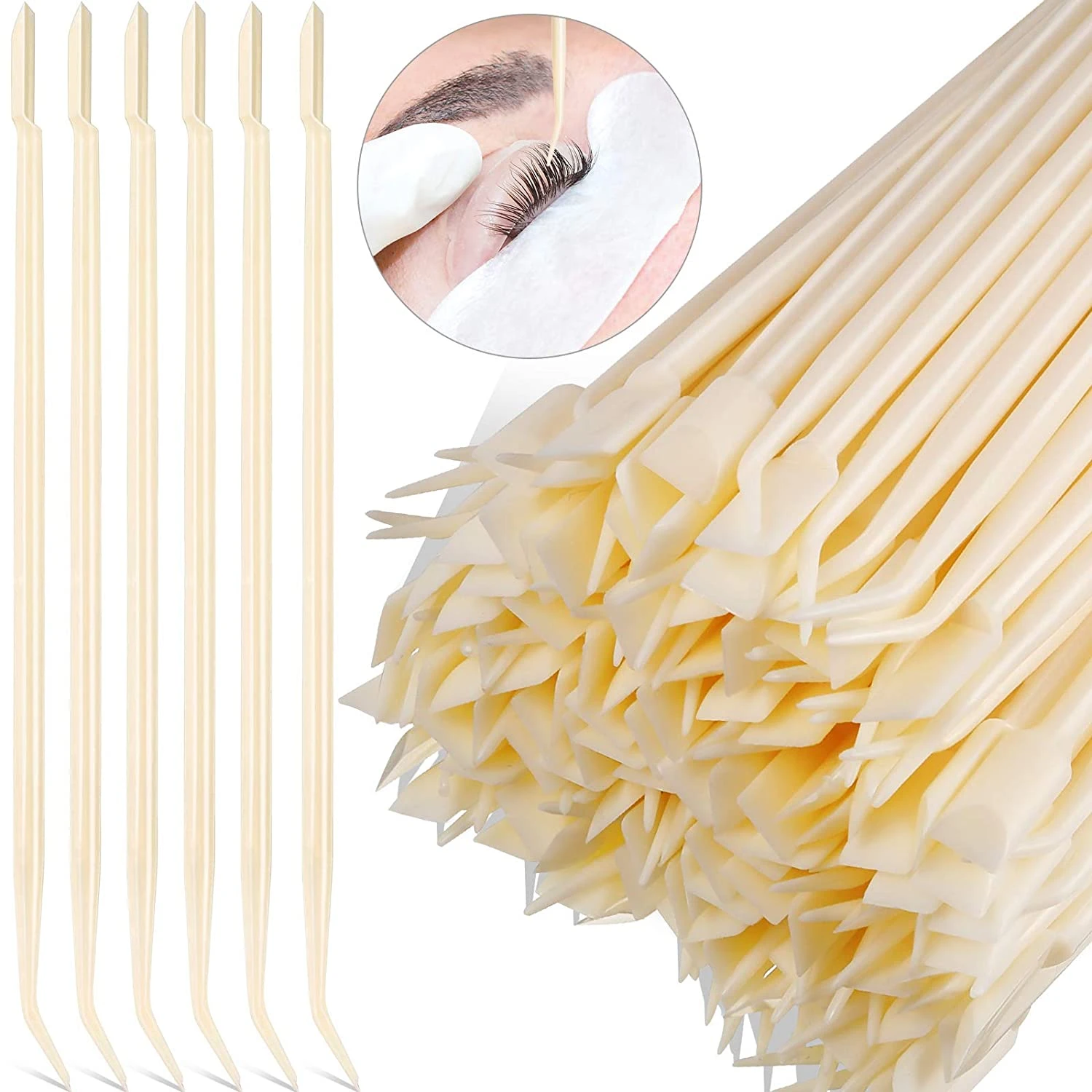 10Pcs 2 Way Eyelash Perming Stick Glue Spoon Lash Lifting Curler Applicator Eyelash Tweezers Eyelash Extension Sticks Supplies