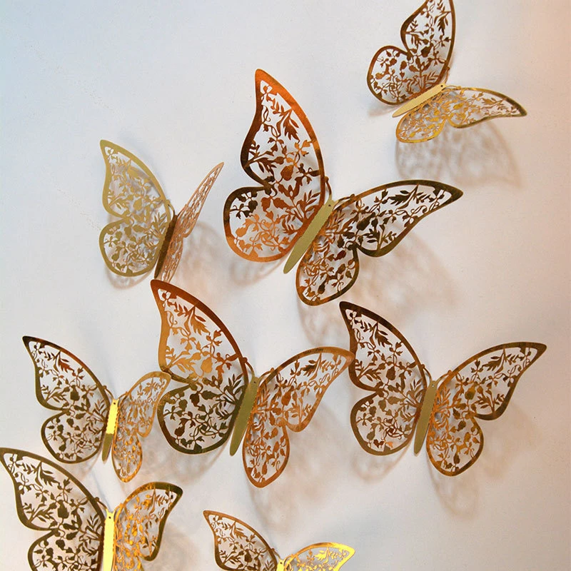 12pcs/lot 3d Effect Crystal Butterflies Wall Sticker Beautiful Butterfly for Kids Room Wall Decals Home Decoration On the Wall