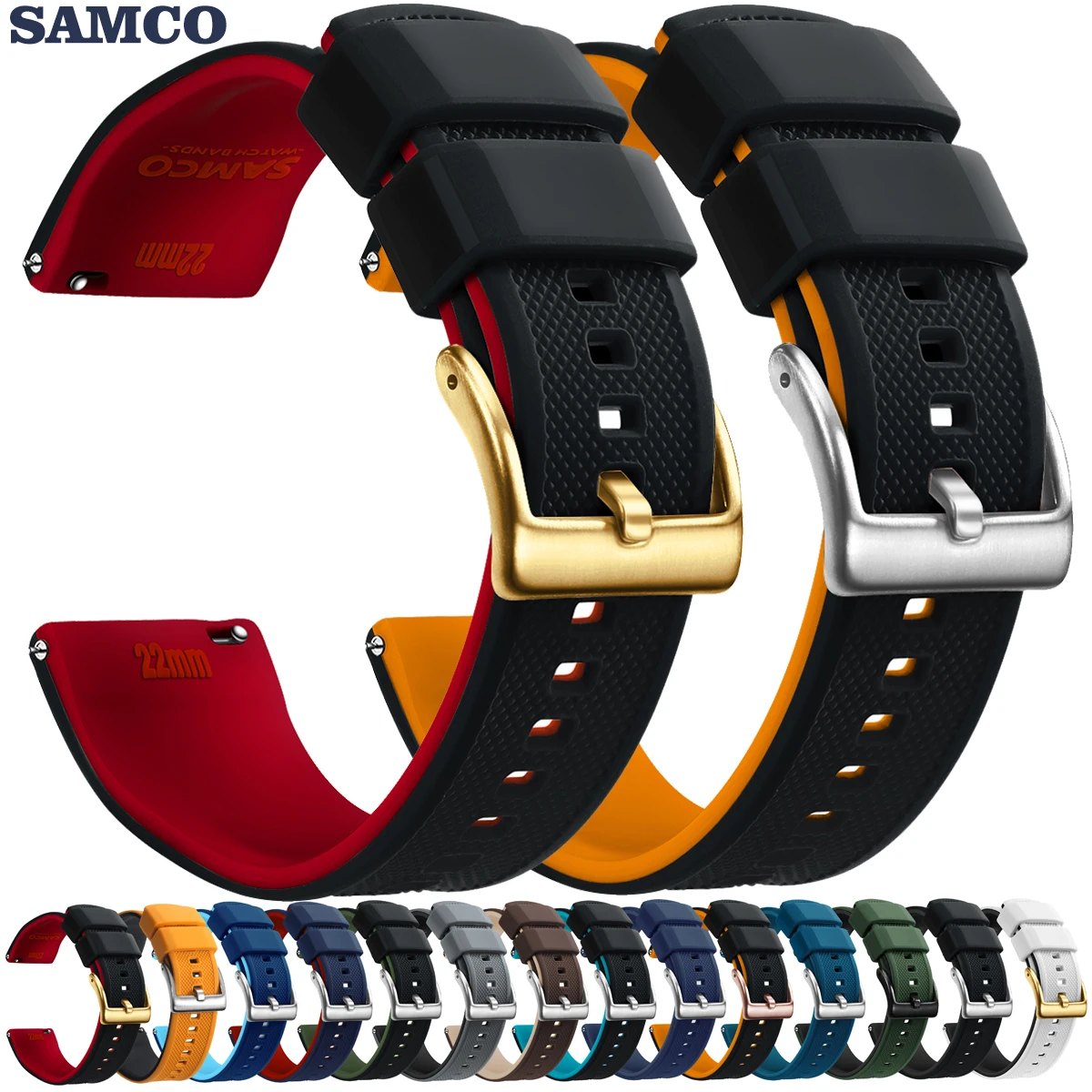 Silicone Watch Band 20mm 22mm Quick Release Rubber Watches Strap For Men Women Waterproof Replacement Watchband