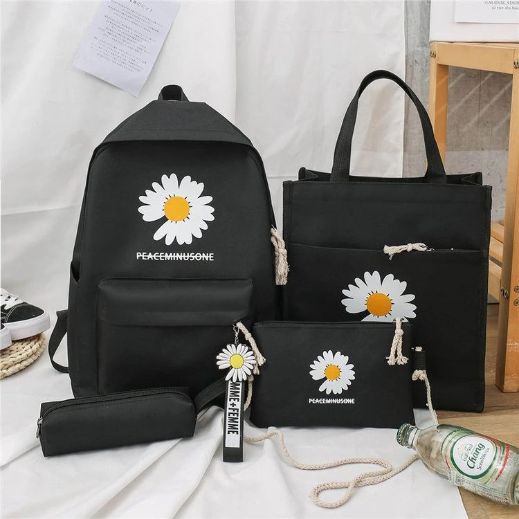 Student Bag Foreign Trade New Four Piece Set Double Back Versatile Little Daisy Bag Double Shoulder Bag Female