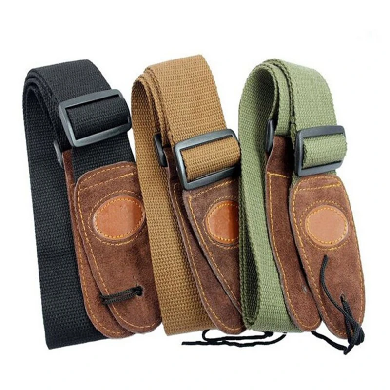 Electric Acoustic Leather Head Guitar Straps Pure Cotton Material Electric Guitar Straps