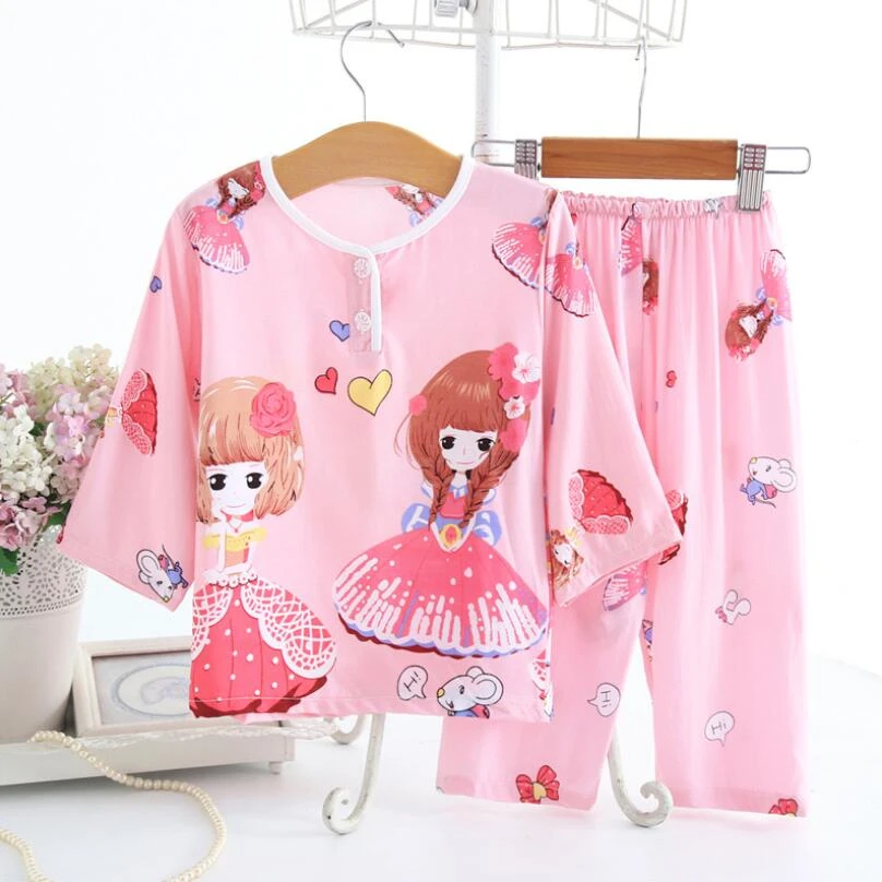 baby boys girls summer cotton sleepwear 1-11T kids homewear children thin conformtable Pyjamas cartton cute kid clothes pullover