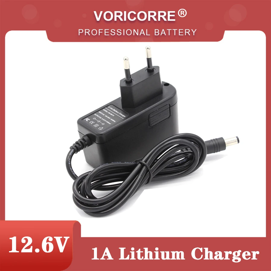 12 V Charger 12.6 v 1A 18650 polymer Lithium Battery Charger DC 5.5 * 2.1 MM + Free shipping