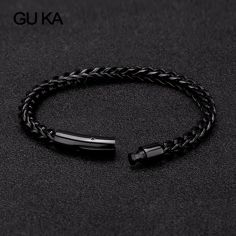 6MM Link Chain Bracelet For Men Stainless Steel Fashion Luxry Man Accessories Charm Punk Rock Style Biker Jewelry Gift Friends