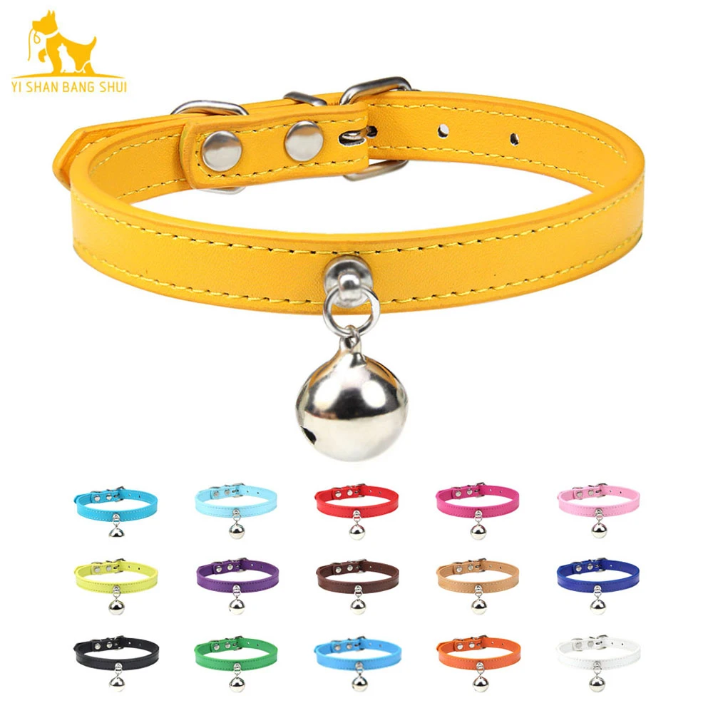 Personalized Name ID Tag Free Engraving Cat Collar With Bell Adjustable Leather Kitten Necklace for Cats Puppies Neck Band