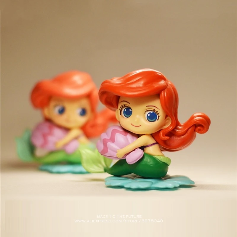 Disney Mermaid Princess Cartoon 8cm Action Figure Anime Mini Collection Figurine doll mini kids Toy model for children gift