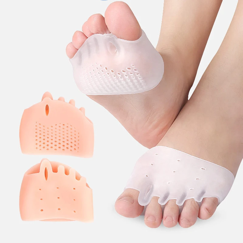 Silicone Insoles Forefoot Pads Toe Separator Pain Relief Shoes Insoles Toe Hallux Valgus Corrector Cushion Gel Pedicure Socks