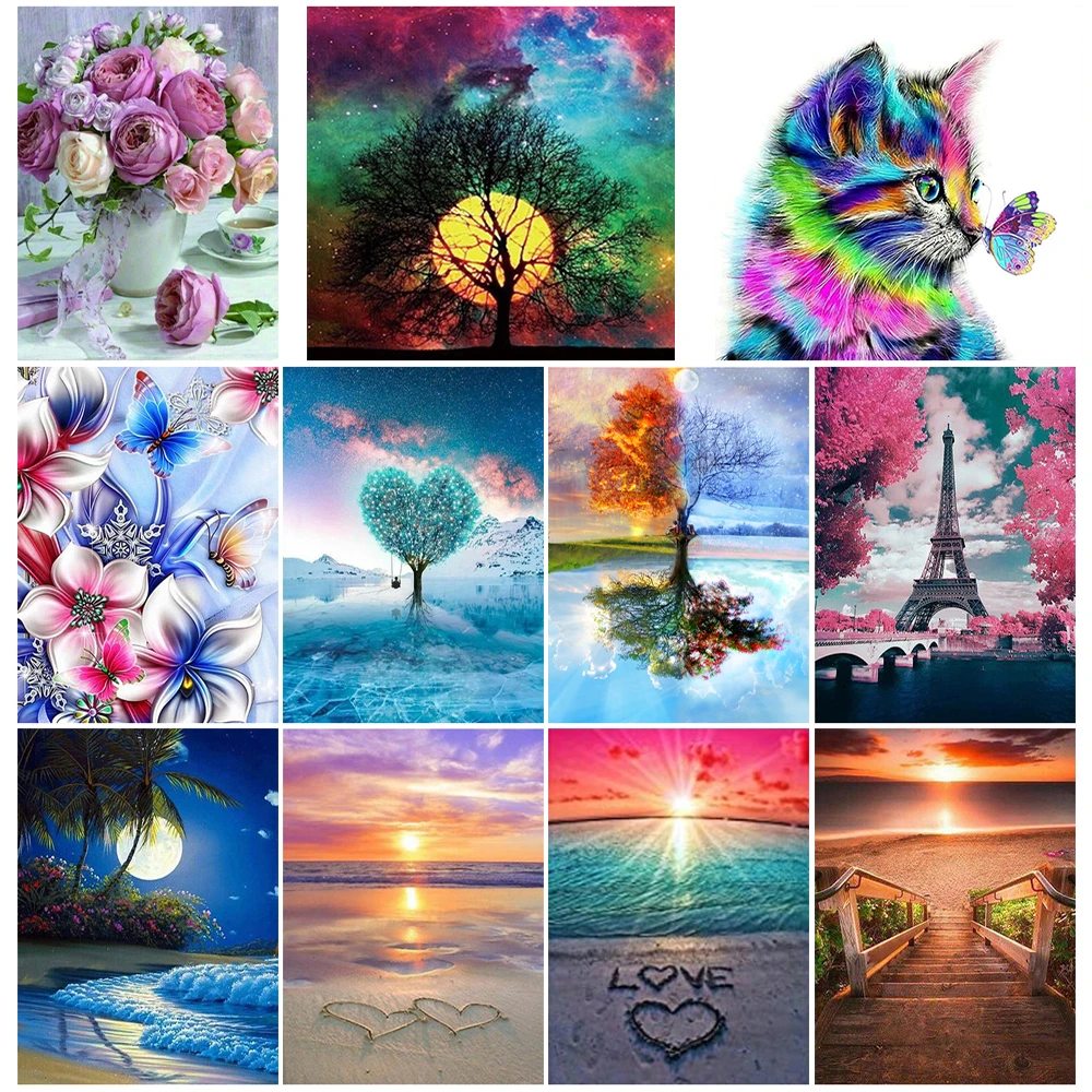 5D Diamond Painting Embroidery Flower Landscape Diamond Mosaic Wall Sticker Animal Cross Stitch Home Decoration Painting