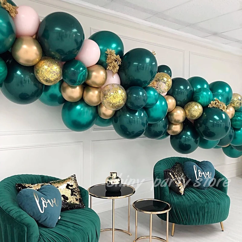 5/10/12/18/36inch Dark Green Balloon Metallic Latex Balloons Birthday Party Decorations Adult Helium Baloons Wedding Supplies