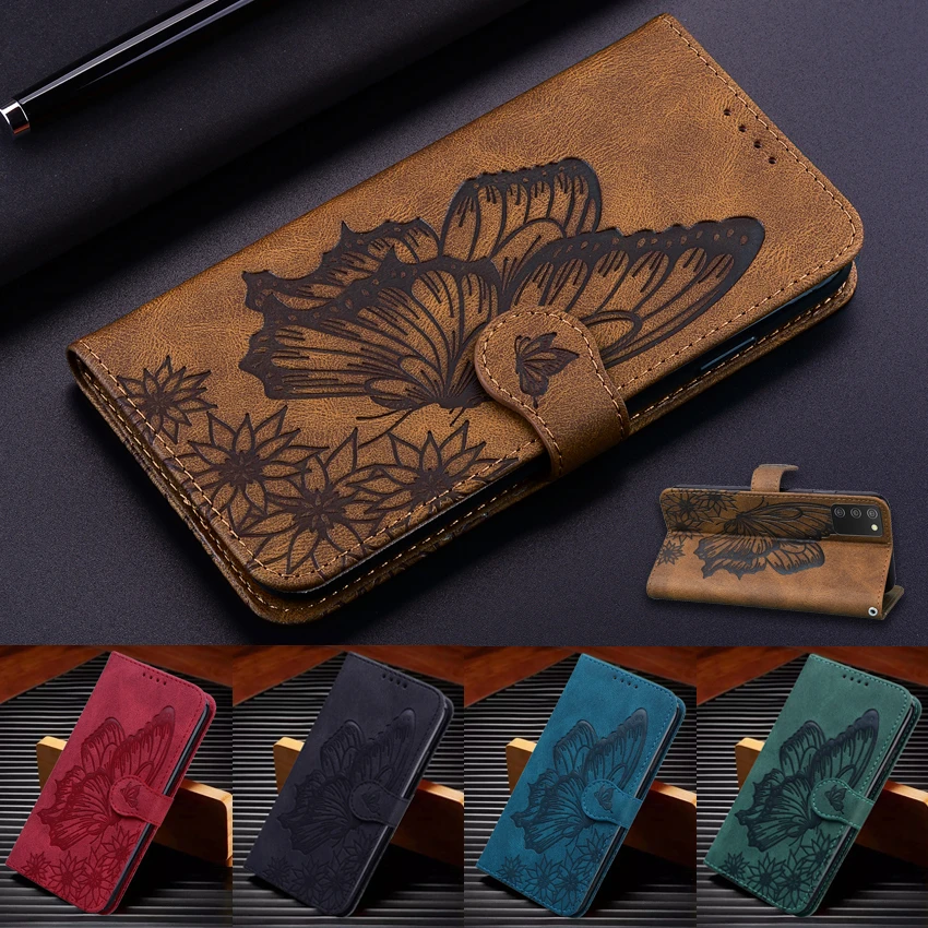 Butterfly Leather Flip Cover For Xiaomi Mi11 Redmi Note 9T 9 9A 9S 8 Pro 8A POCO X3 NFC M3 F3 10 Pro Lite Phone Wallet Book Case