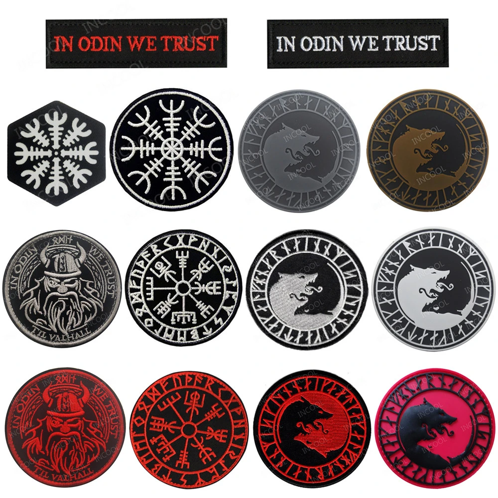 Wolf 3D PVC Patch Viking Embroidered Patches Tactical Military Patches Appliqued Emblem Compass Rubber Embroidery Badges