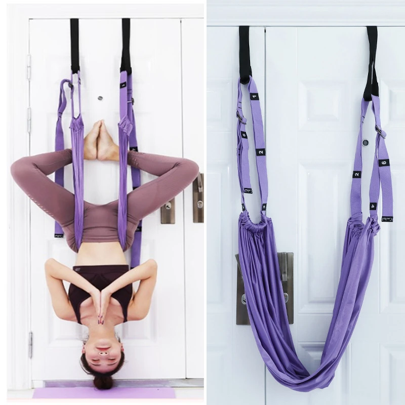 Yoga Aerial Hammock Women Swing Adjustable Aerial Yoga Strap Hanging Hammock Elastic Stretch Handstand Rope Training Device