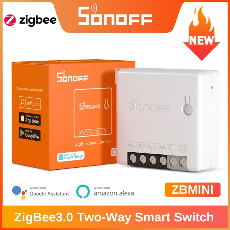 SONOFF Zigbee 3.0 ZBMINI MINI Two-Way Smart Switch Remote Control SmartThings Hub Voice Control via Alexa Google Home eWeLink