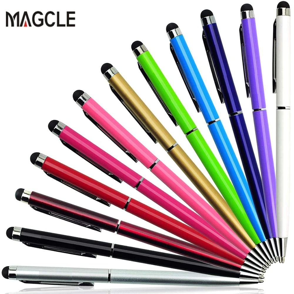 10pcs/set Universal 2 in 1 Metal Stylus Pens with Ballpoint Pens Touch Screen Pen for All Capacitive Screen For Gift Dropship