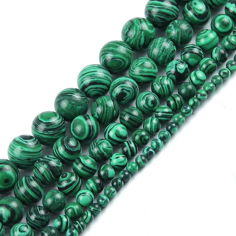 JHNBY Malachite peacock Natural Stone Round Loose beads ball 4/6/8/10/12MM Jewelry bracelet making DIY accessories wholesale