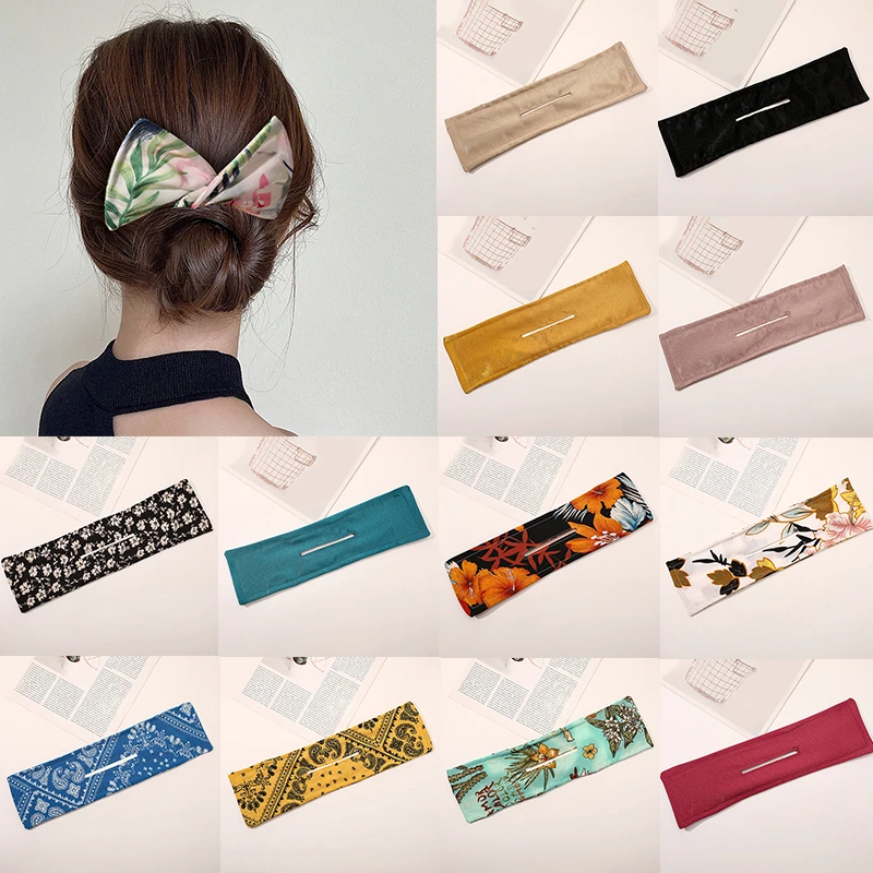 New Design Magic Women Hair Bands DIY Bun Maker Headbands Suede Floral Print Knotted Wire Hairbands Twist Maker Hair Accessories