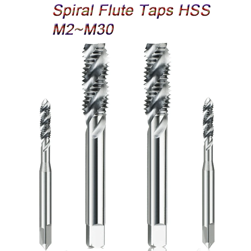 Metric HSS Spiral Flute  Screw Threading Taps Drill Set Tools for Machine Metals  M2 M2.5 M3 M4 M5 M6 M8 M10 M12 M16 M20 M24 M30