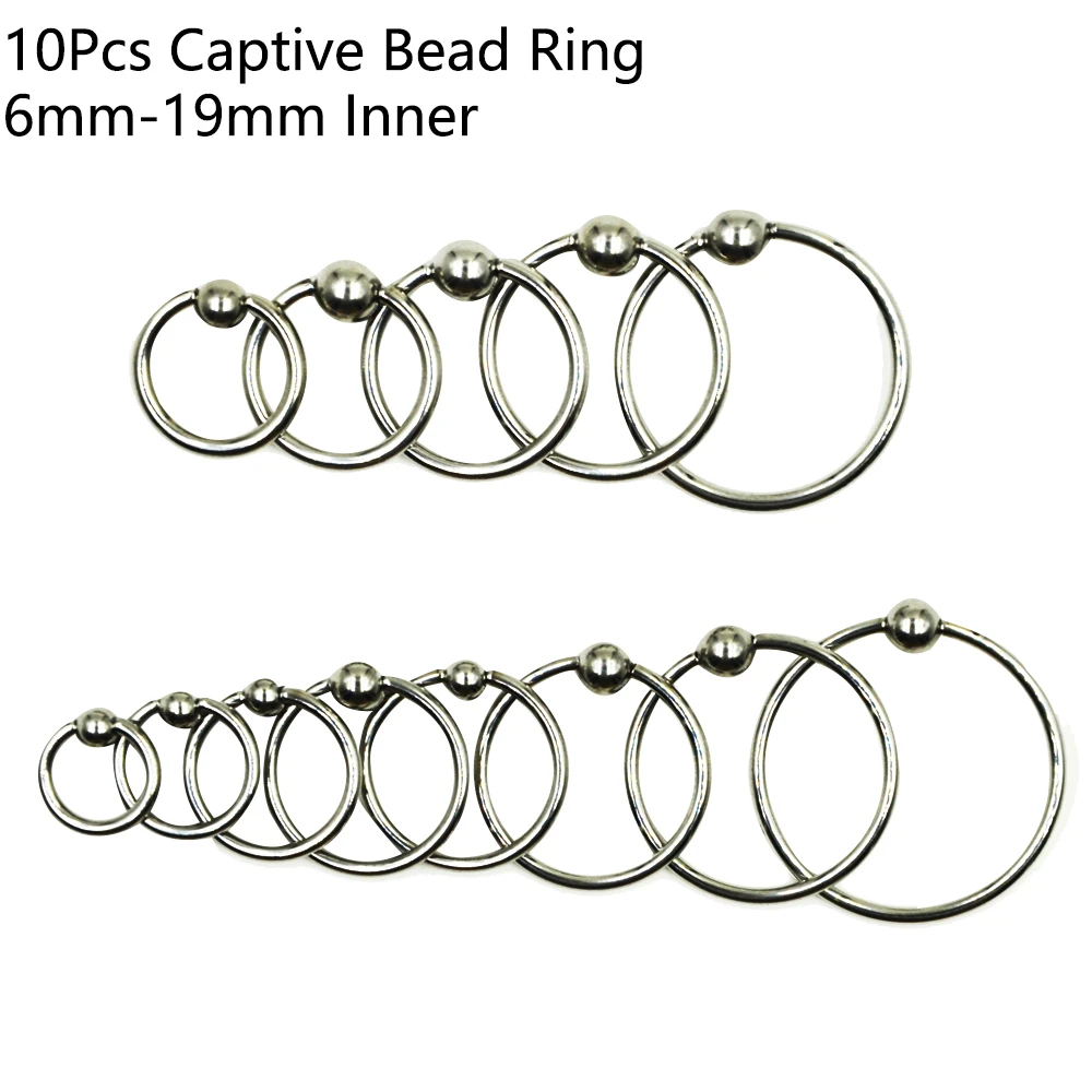 10Pcs Stainless Steel Captive Bead Ring Lip Labret Piercing Nipple Nose Ear Ear Trague Helix Cartilage Earring Stud Piercing