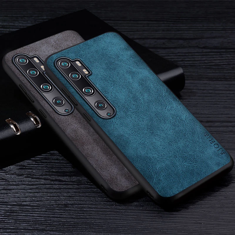 Premium PU Leathe Phone Case for Xiaomi Mi Note 10 Pro Scratch-Resistant Solid Color Cover for Xiaomi Mi Note 10 Lite Case
