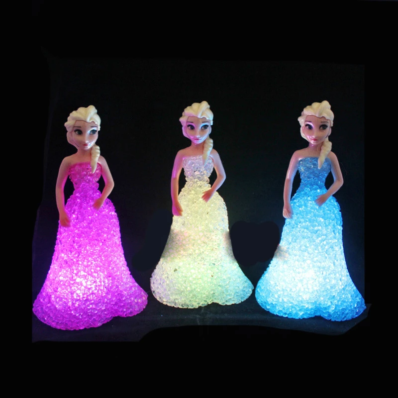 1 PCS Kids Toy Elsa Anna Sofia LED Colorful Lights gradient crystal Night Light Led Lamp battery princess christmas holiday gift