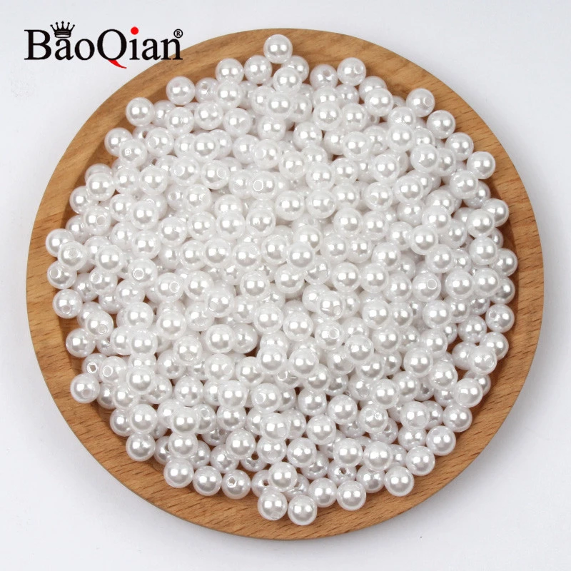 3-20mm White ABS Acrylic Round White Imitation Pearl Beads For DIY Sewing Craft Grament Clothes Headwear Shoes Bags Hats Decor