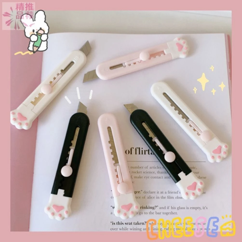 Kawaii Mini Pocket Cat Paw Art Utility Knife Express Box Knife Paper Cutter Craft Wrapping Refillable Blade Stationery