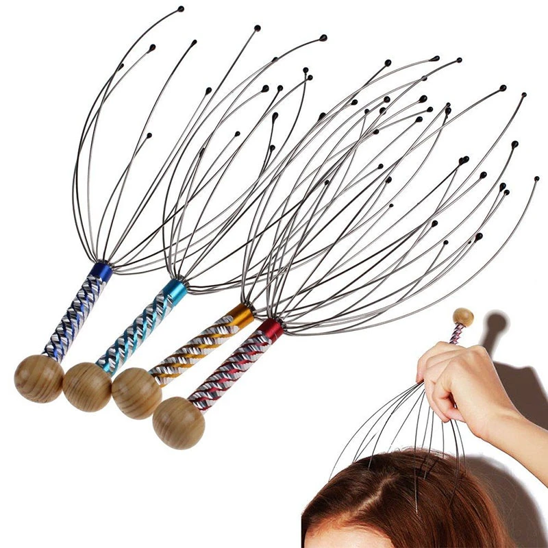 Octopus Head Massager Scalp Relaxation Relief Body Massager Remove Muscle Tension Tiredness Metal Head Massager Instrument