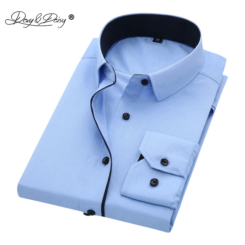 DAVYDAISY Hot Sale High Quality Men Shirt Long Sleeve Twill Solid Causal  Formal Business Shirt Brand Man Dress Shirts DS085