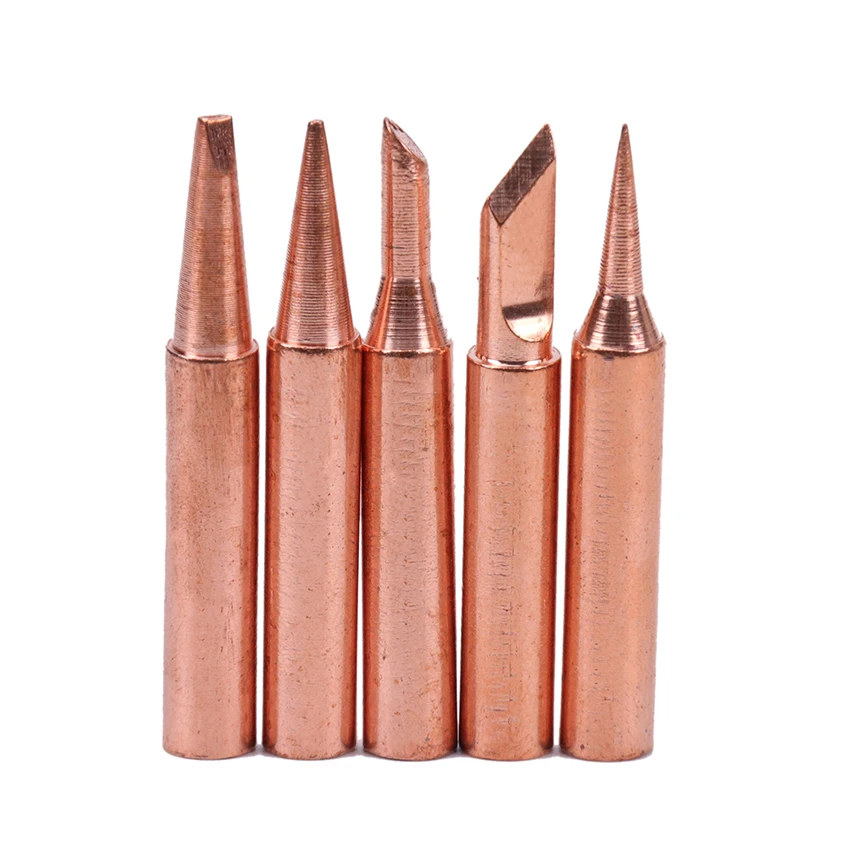 5PCS Soldering Iron Pure Copper 900M Soldering Iron Head Set Inside Hot Bare Copper Electric Iron Tip Soldering Tools