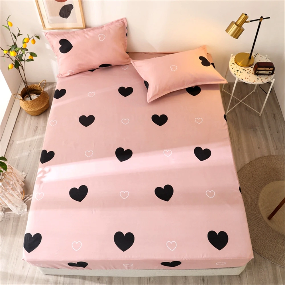 Linens King Size Heart-shaped Fitted Bed Sheets Set For Double Bed sabanas Mattress Cover With Elastic Bonenjoy 1 pcs Bedding