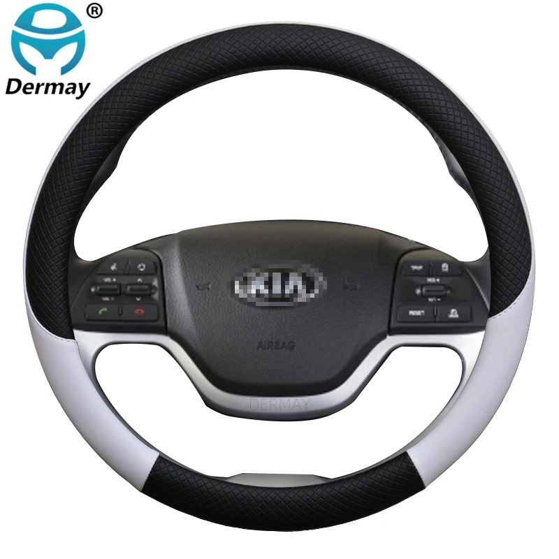 for Kia Picanto Morning Car Steering Wheel Cover Leather 100% DERMAY Brand Funda Volante High Quality Auto Accessories Interior