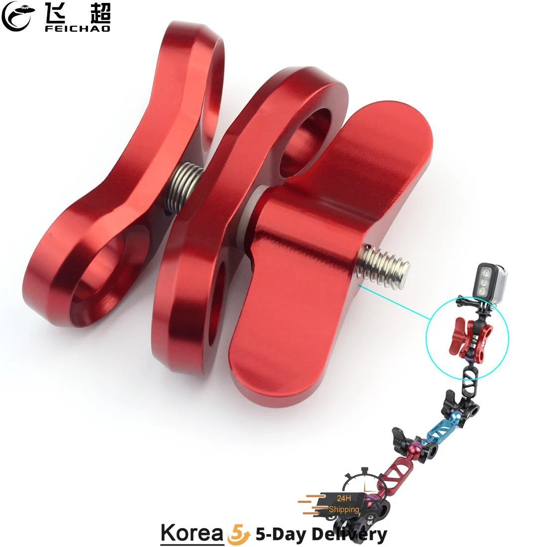 CNC Diving Ball Butterfly Clip Arm Clamp Lights Mount Aluminum for Gopro Hero 8 7 6 5 4 3 for DJI Osom Action Camera Accessories