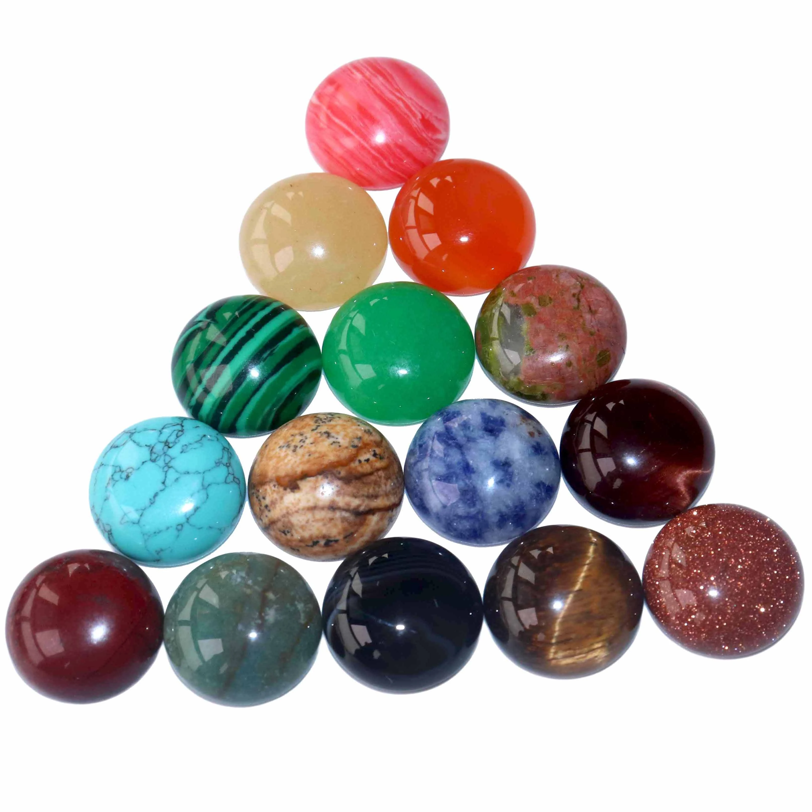 10pcs / Lot 6/8/10/12/14/16/18/20mm Natural Stone Round Loose Beads Cabochon Cameo Fit Pendant DIY For Jewelry Accessories