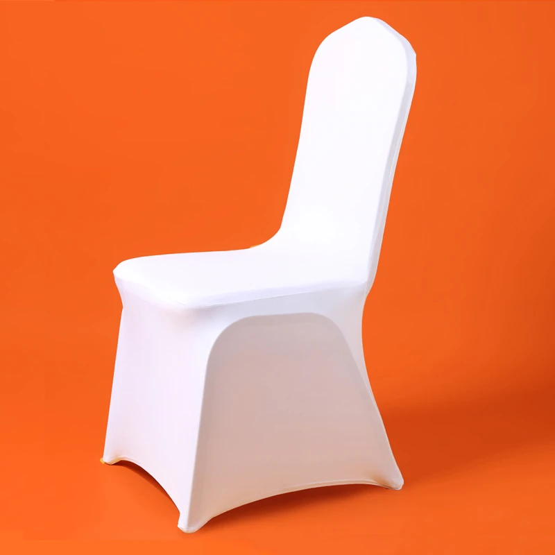 50/100Pcs Cheap Universal Wedding White Chair Cover Spandex for Reataurant Banquet Hotel Dining Party Lycra