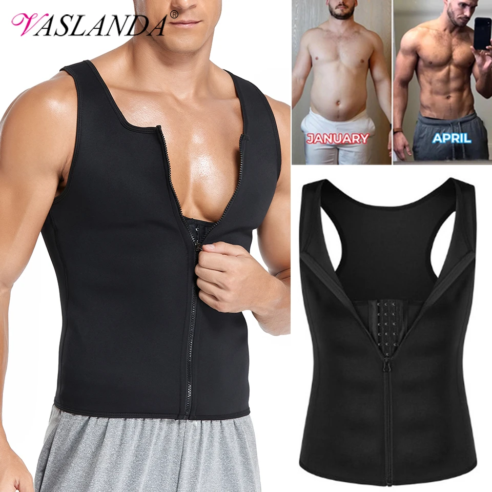 Men Body Shaper Compression Shirt Weight Loss Workout Undershirts Slimming Vest Waist Trainer Tank Tops Shapewear Sauna Suit