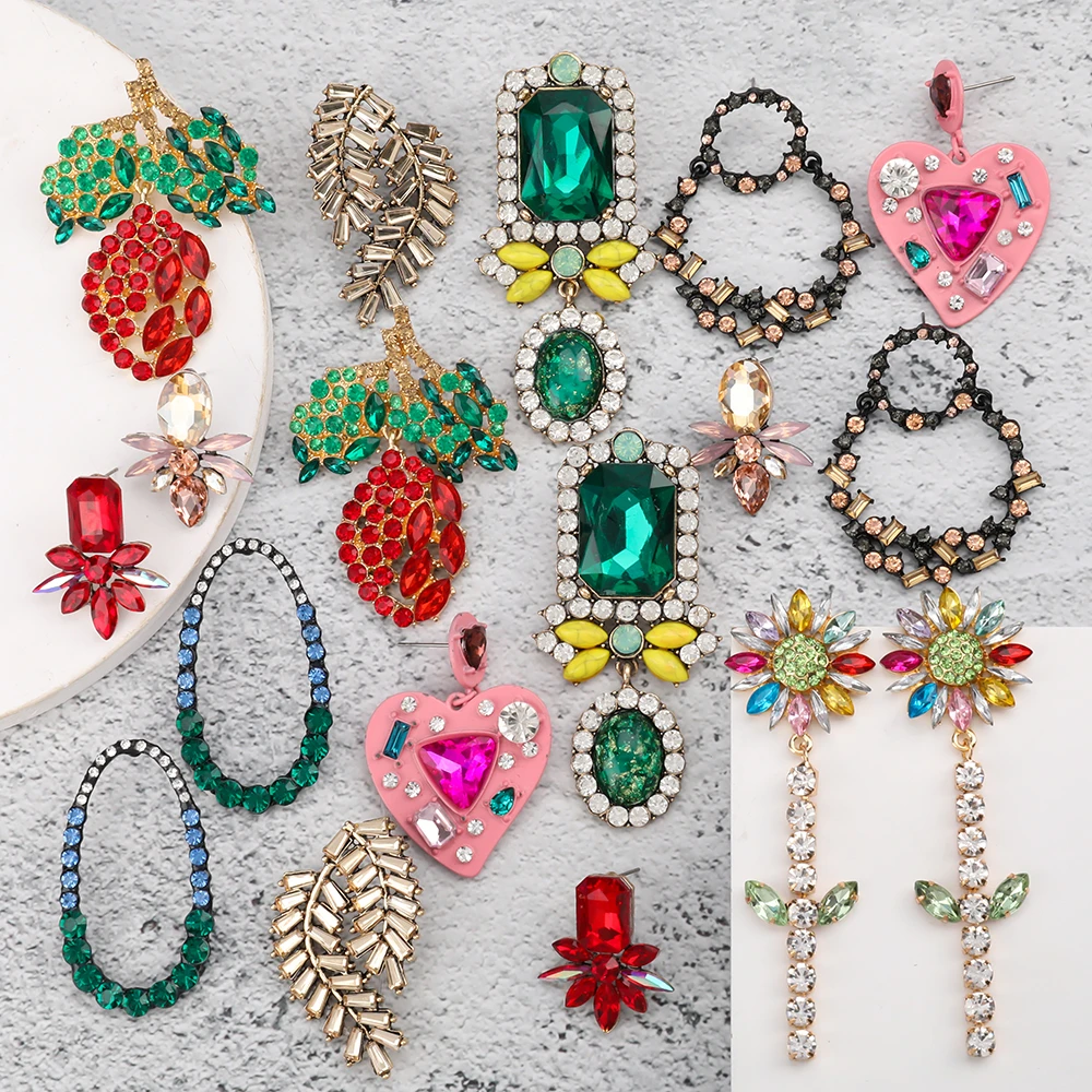 Women's Earrings 2020 Summer Rhinestone Hollow Drop Earring Girl Party Banquet Big Earrings  Drop Earrings Jewelry Earrings