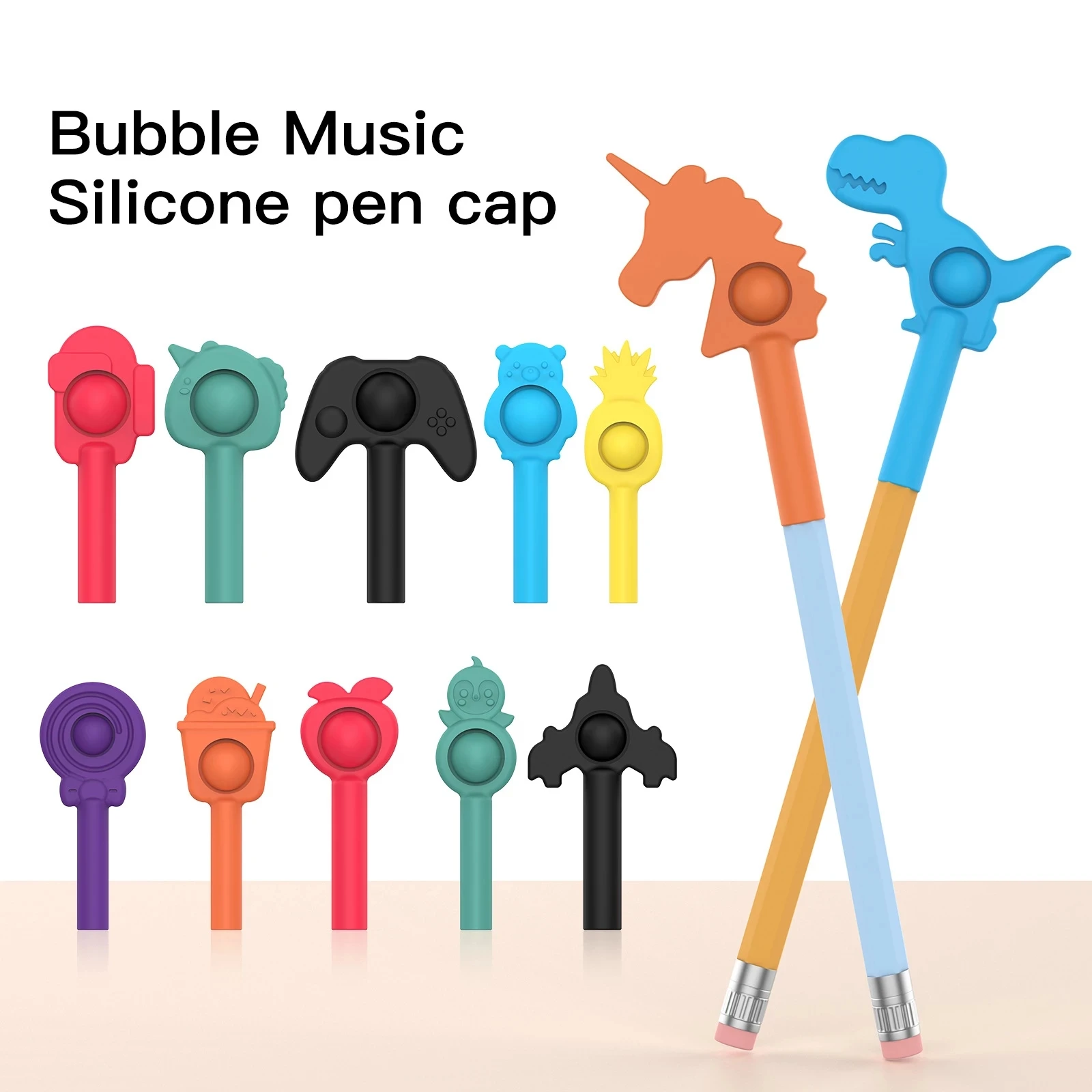 Cute Simpl dimmer Pen Cap Fidget toys with pencil extender Anti Stress Silicone antism for Children Bubble Toys Gift 2021